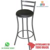 Banqueta DO 310 alta cinza encosto chapa dunas preto