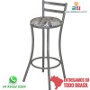 Banqueta DO 310 alta cinza encosto chapa floral fundo branco