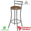 Banqueta DO 310 alta cinza encosto chapa corino bge croco