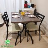 Conjunto mesa e cadeiras pretas estofado bge